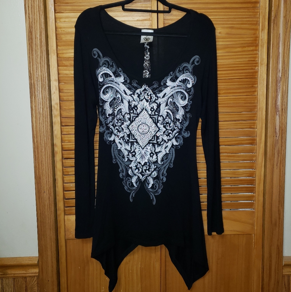 Vocal Shark bite Embellished Long Sleeve T… - Picture 3 of 9